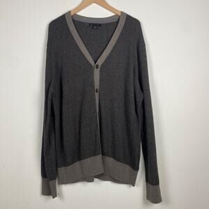 Banana Republic Mens Cardigan Size XL Wool Blend Gray Button Up Grandpa Preppy